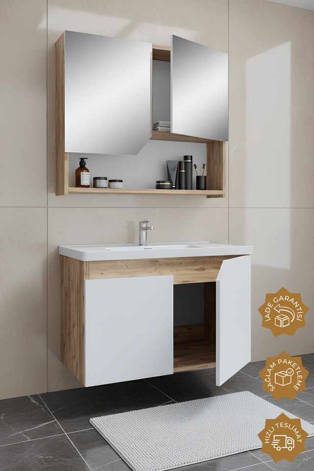 Teta Home Napoli 80 cm Mdf Banyo Dolabı Seti