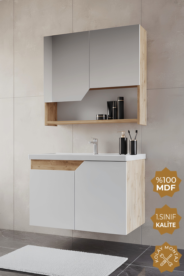 Teta Home Napoli 80 cm Mdf Banyo Dolabı Seti