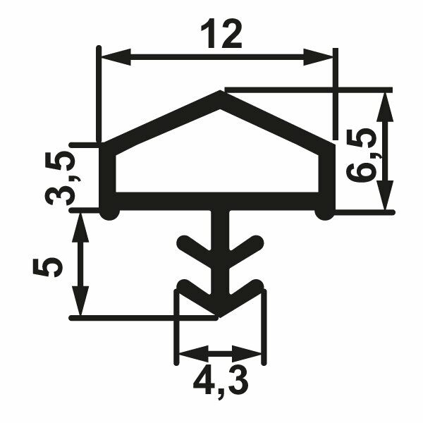 Hafele F03 Ortadan Basan Çatı Tipi Kapı Fitili 12mm, Kahve Renk