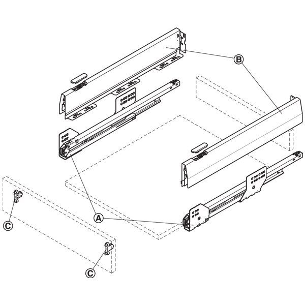 Hafele Çekmece Seti Bordürsüz 45'lik Dübelli Beyaz