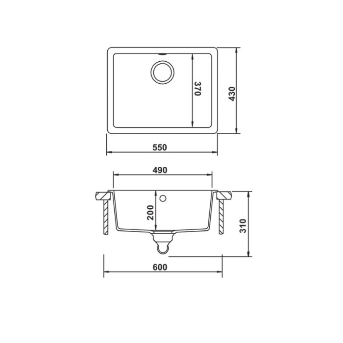 Hafele Lazio Granit Eviye 550x430mm, Beyaz Renk (Sifonsuz)