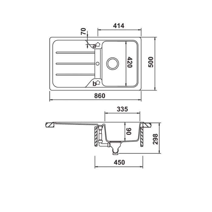 Hafele Elisa Granit Eviye 860x500mm, Beyaz Renk (Sifonsuz)