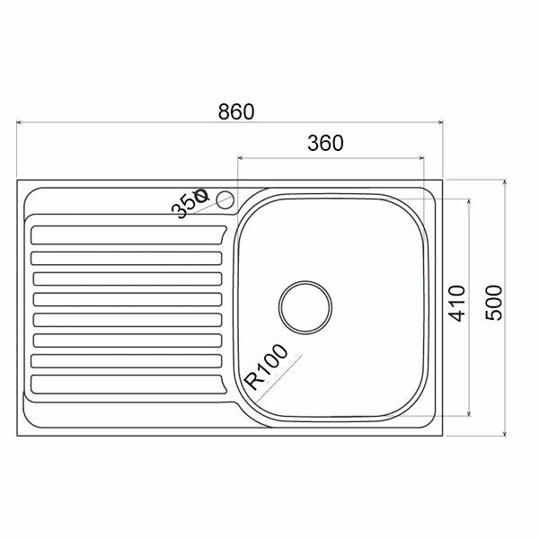 Hafele Capua04 Tezgah Üstü Eviye Seti, Dekorlu Sol Damlalık (Sifonsuz)