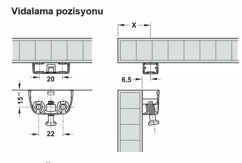 Hafele RV Üst Parça (100 Adet), Nikel