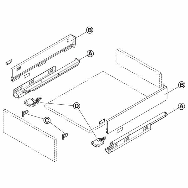 Hafele Çekmece Seti Bas-Aç Bordürsüz Vidalı 45'lik Beyaz