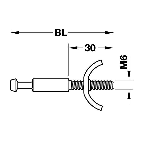 Hafele Maxifix-E Tek Taraflı Mil (10 Adet), Galvaniz