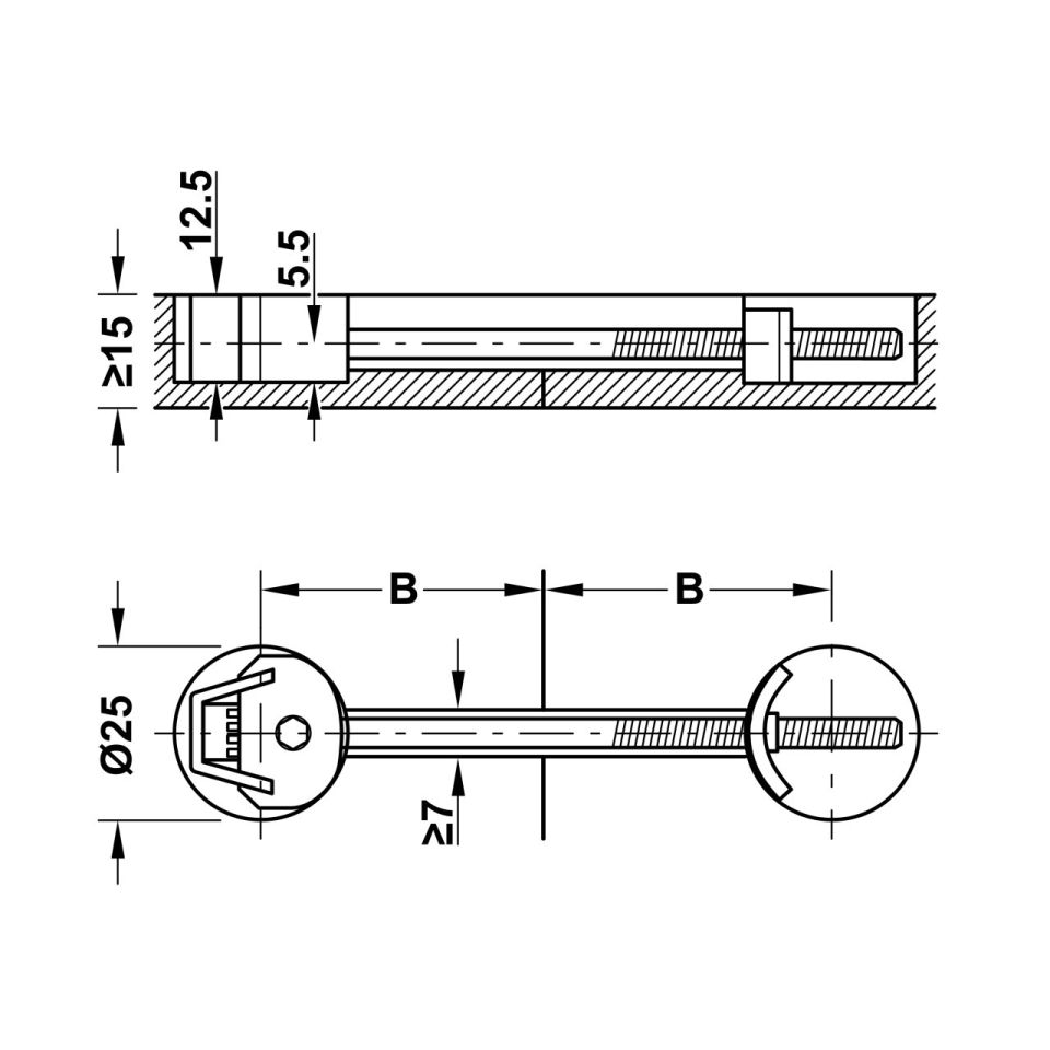 Hafele Tezgah Bağlantı Elemanı Ø25/15mm