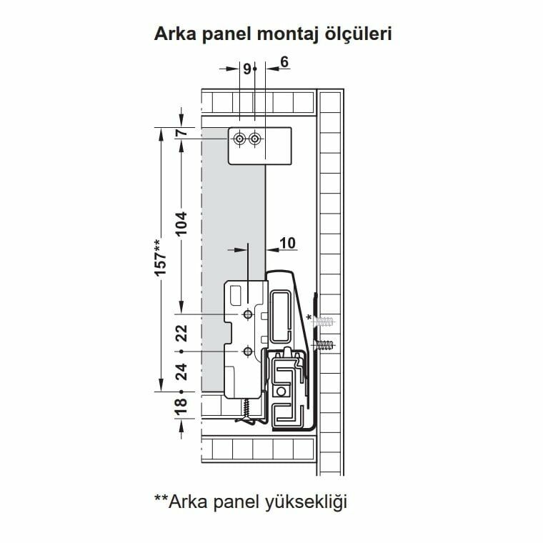 Hafele İç Çekmece Seti 60'lık Modül İçin Kare Bordürlü 45'lik Gri
