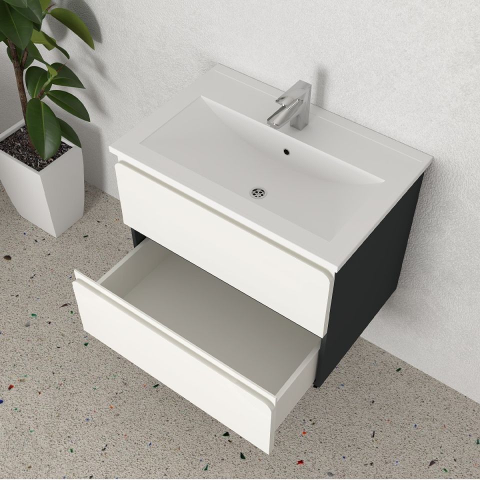 Teta Home Granada 65 cm MDF Gövde Membran Kapak Banyo Dolabı Seti