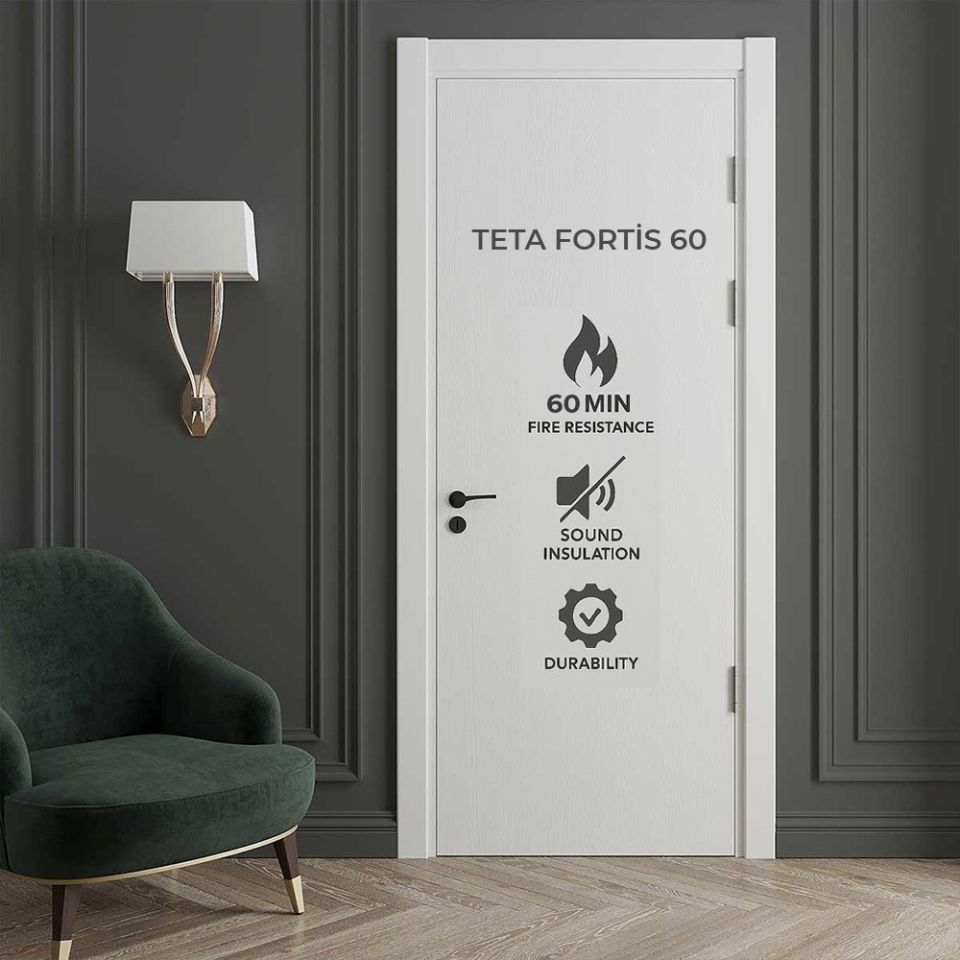 Teta Home Fortis 60 Dk Yangına Dayanıklı İç Oda Mdf Lake Kapı