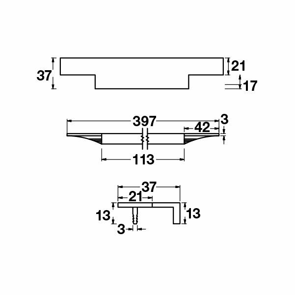 Hafele Profil Kulp Stairway2 397mm Mat Siyah