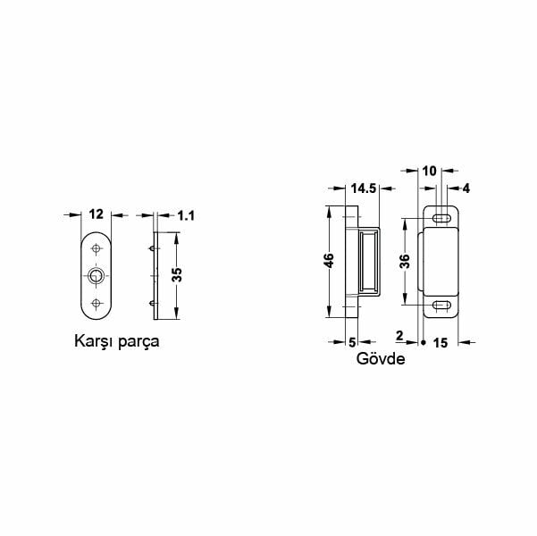 Hafele Mıknatıs 2kg 17x14,5x46mm, Beyaz Renk