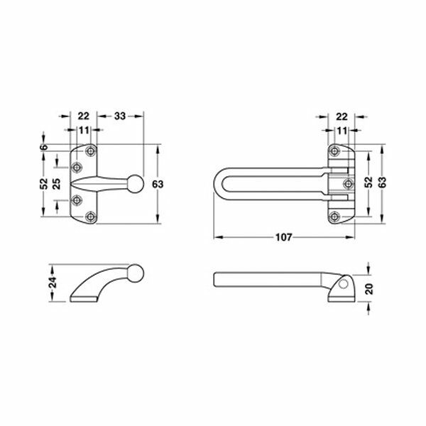 Hafele Sdg01 Kapı Güvenlik Mandalı, Parlak Krom Renk