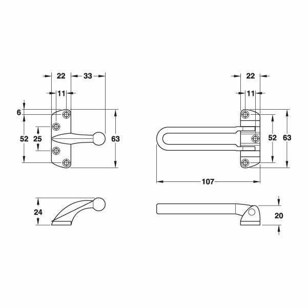 Hafele Sdg01 Kapı Güvenlik Mandalı, Mat Krom Renk