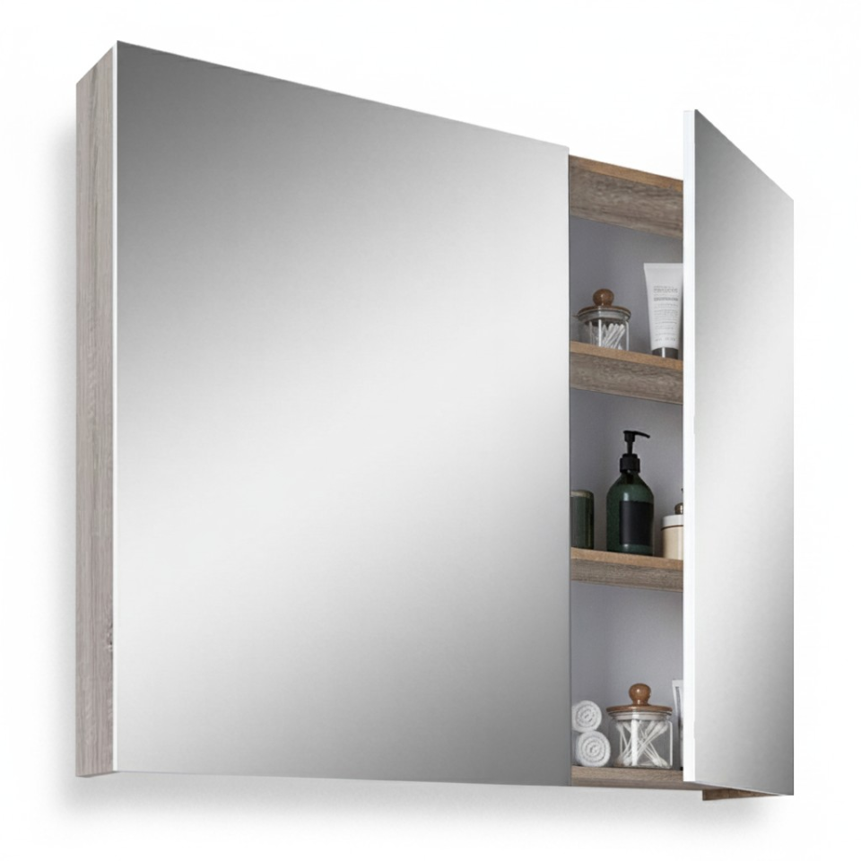 Teta Home Tokyo 80CM Mdf Banyo Üst Aynalı Dolap Sonoma-Beyaz