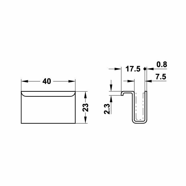 Hafele Cam Kapak Karşı Parça 40x17,5x23mm, Krom Renk