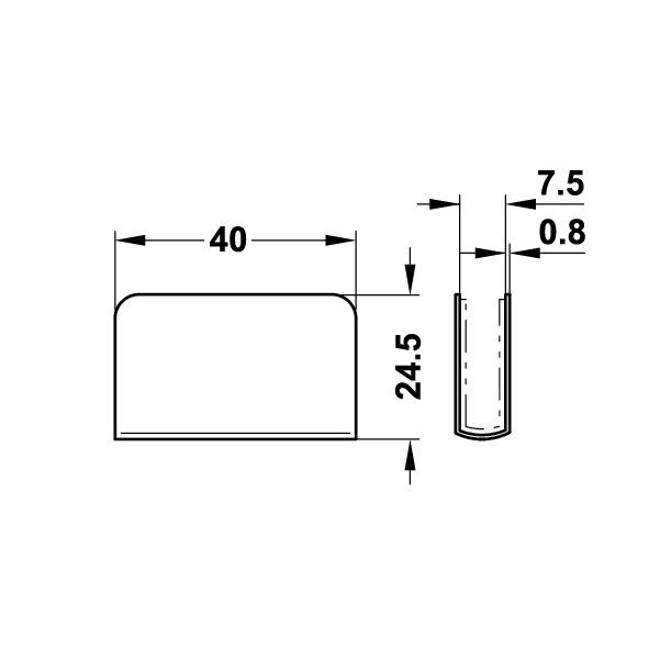 Hafele Cam Kapak Karşı Parça 40x7,5x24,5mm, Siyah Renk