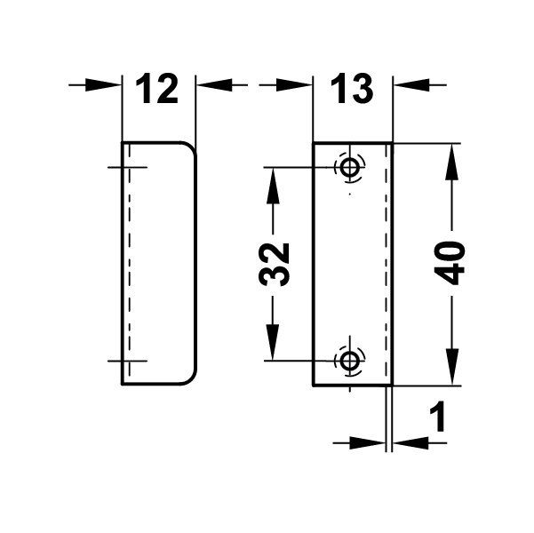 Hafele Mobilya Kilit Karşılığı Dönüşlü 40x12mm, Nikel Renk