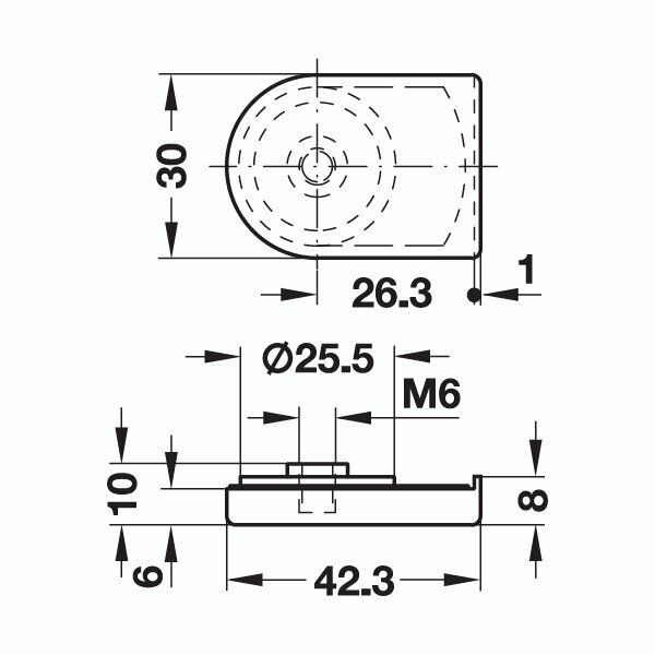 Hafele Symo Cam Kapak Kilit Karşı Parça, Nikel Kaplama