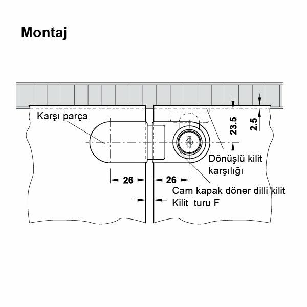 Hafele Symo Cam Kapak Kilit Karşı Parça, Nikel Kaplama
