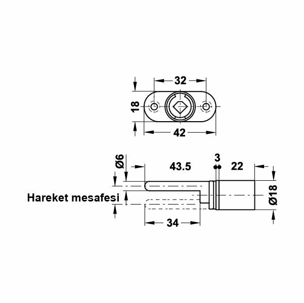 Hafele Symo Keson Kilidi 17/Ø18mm