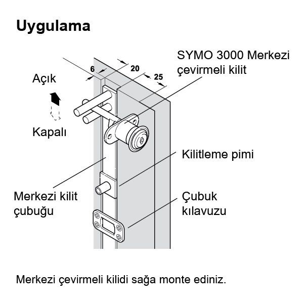 Hafele Symo Keson Kilit Çubuğu 600mm