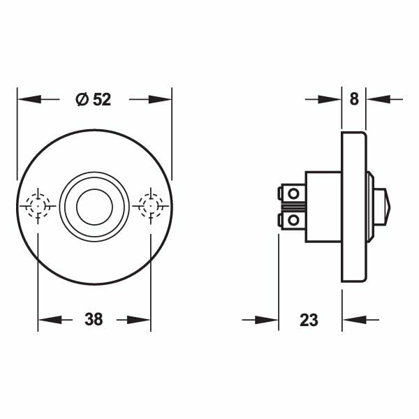 Hafele Yuvarlak Kapı Zili 52mm, Mat Paslanmaz Çelik Renk