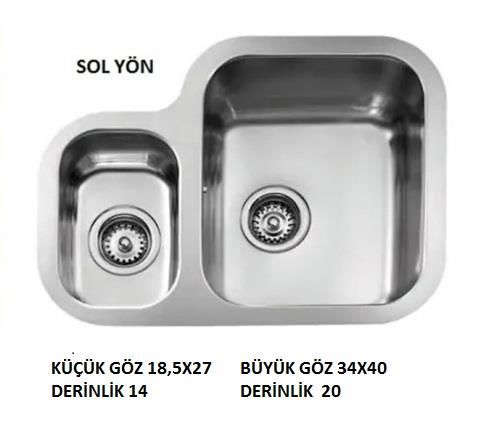 Teka Stage Be 625 Paslanmaz Çelik Tezgah Altı Evye Sol