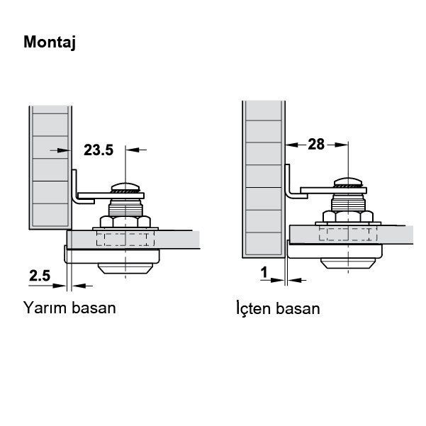 Hafele Symo Cam Kapak Döner Dilli Sağ Kilit, Nikel Kaplama