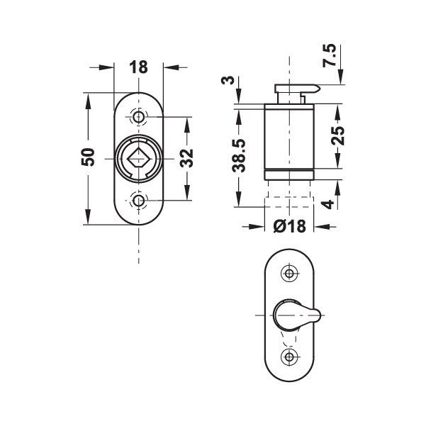 Hafele Symo Basmalı ve Çevirmeli Kilit, Nikel Kaplama
