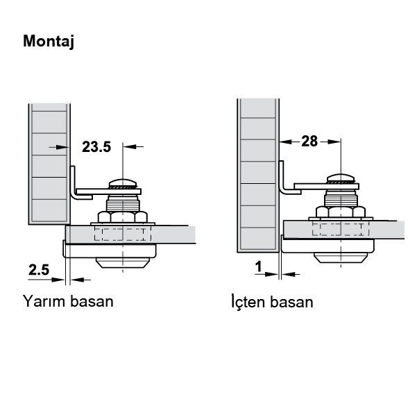 Hafele Symo Cam Kapak Döner Dilli Sol Kilit, Nikel Kaplama