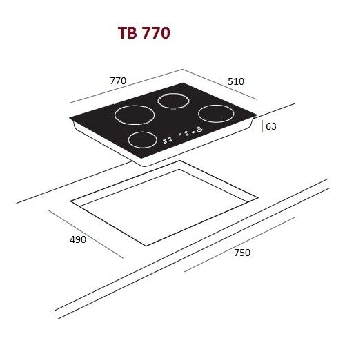 Teka - TB 770 - Ankastre Cam Seramik Elektrikli Ocak - 6300 W - Siyah - 77 cm