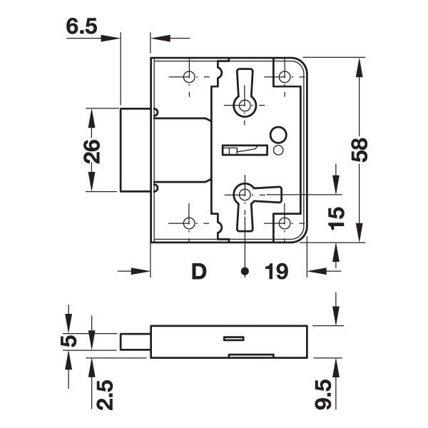 Hafele Sürgülü Kilit Çelik Nikel Kpl.30Mm