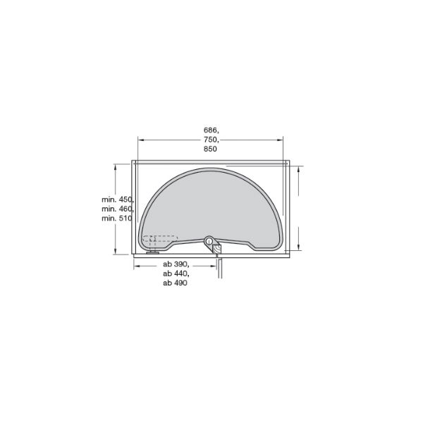 Hafele Jet 180 Köşe Kiler Seti Beyaz Çap 85cm