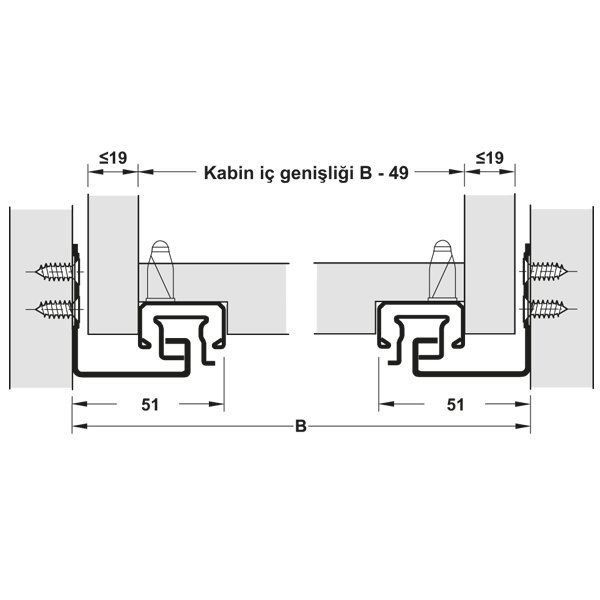 Hafele Gizli Ray Matrix Um A30, Tam Açılım Bas Aç 350mm