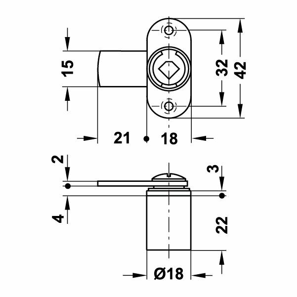 Hafele Symo Döner Dilli Kilit 180°, Nikel Kaplama