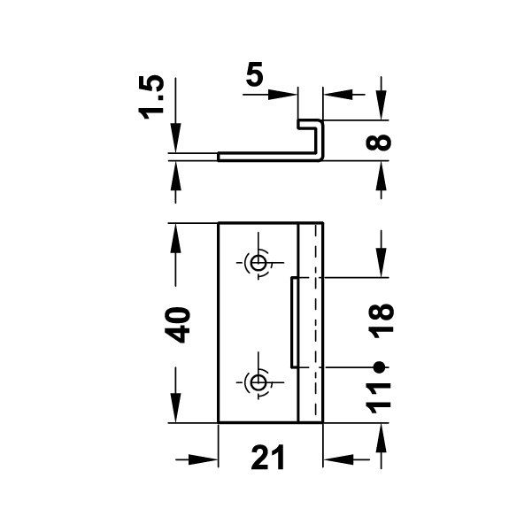 Hafele Symo Dönüşlü Kilit Karşılığı 40x21mm