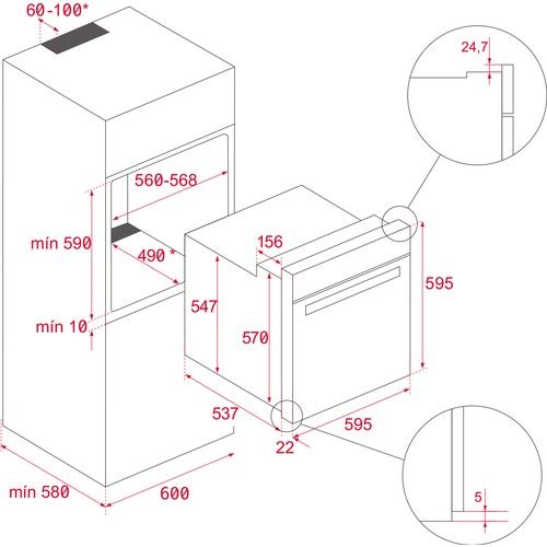 Teka IOVEN SS Ankastre Multifonksiyonel Dokunmatik Ekranlı Turbo Fırın Siyah Cam 70 lt
