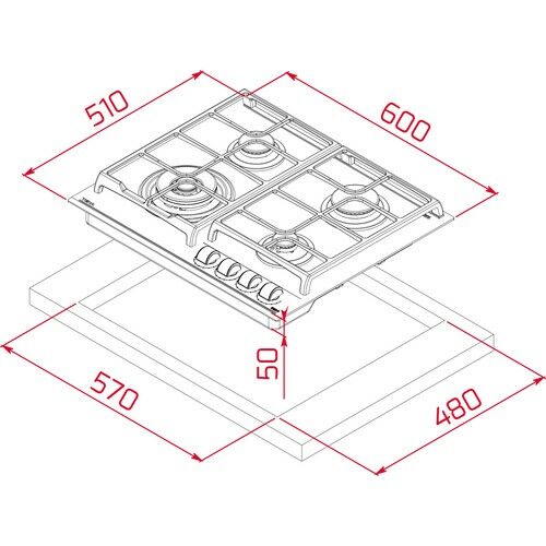 Teka GZC 64320 XBN LB Ankastre ExactFlame Teknolojili Kristal Wok Gözlü Cam Gazlı Ocak Döküm Izgara Kahverengi 60 cm