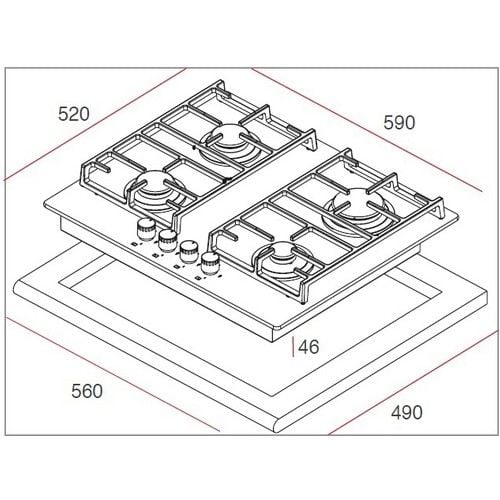 Teka HAL 60 4G AI AL Ankastre Kristal Wok Gözlü Cam Gazlı Ocak Lama Izgara Siyah 60 cm