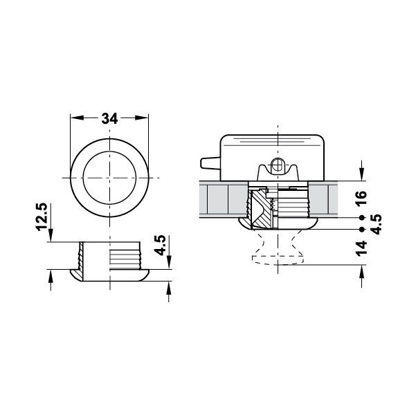 Hafele Plastik Rozet 16mm, Nikel Renk