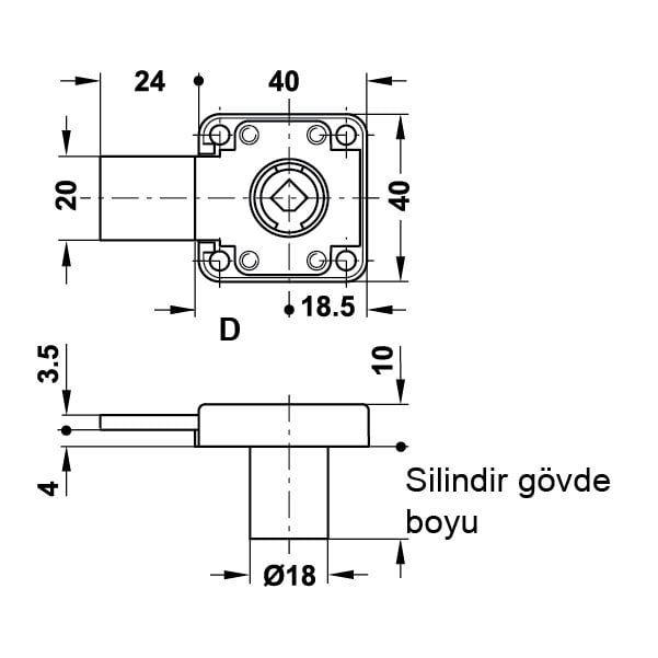 Hafele Symo Sürgülü Sol Kilit 22mm, Nikel Kaplama