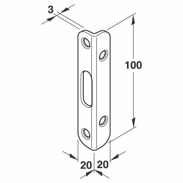 Hafele Köşeli Kilit Karşılığı 20x30mm Paslanmaz Çelik Renk