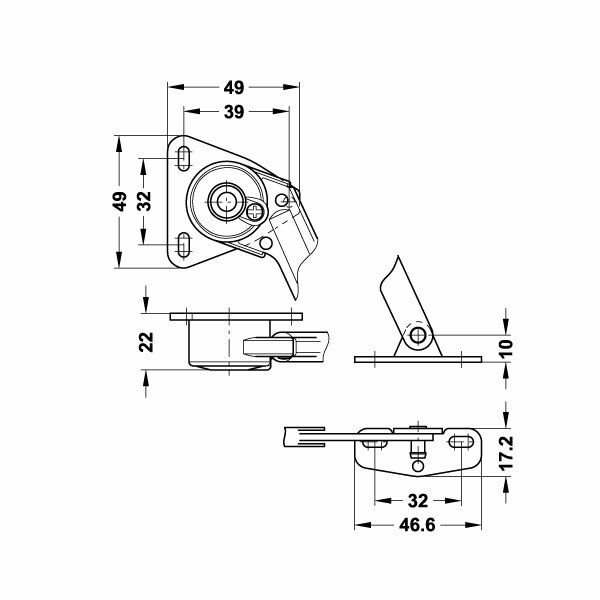 Hafele Ted Drop Alüminyum İçin Mafsallı Düşer Makası Sağ