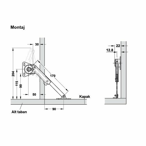 Hafele Ted Drop Alüminyum İçin Mafsallı Düşer Makası Sağ