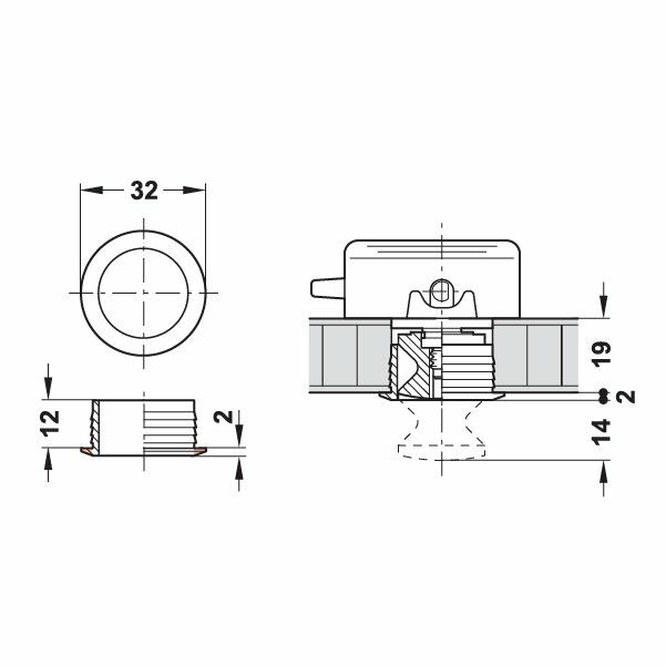 Hafele Plastik Rozet 19mm, Nikel Renk