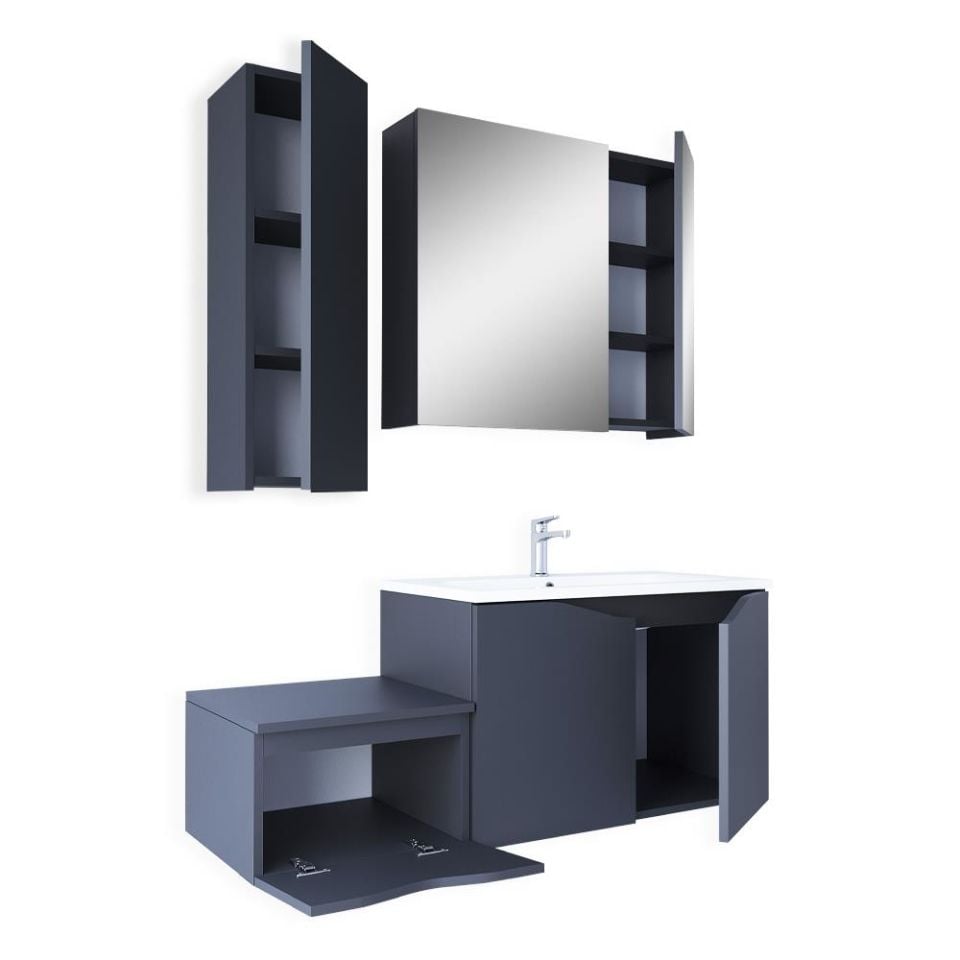 Teta Home Manila 100cm Mdf Banyo Seti + Boy Dolap