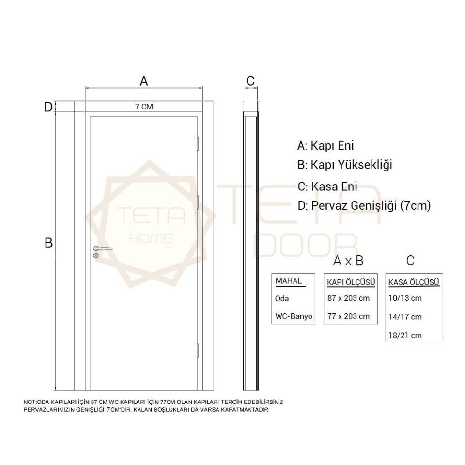Teta Home Uludağ Amerikan Panel Kapı Oda - Antrasit - 87x203 - 10/13