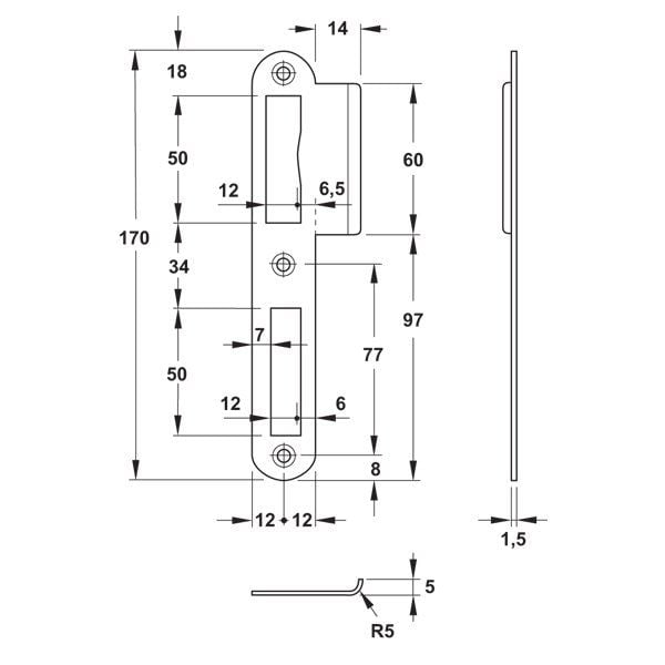 Hafele Kilit Karşılığı Sol Uzun Mat Paslanmaz Çelik Renk