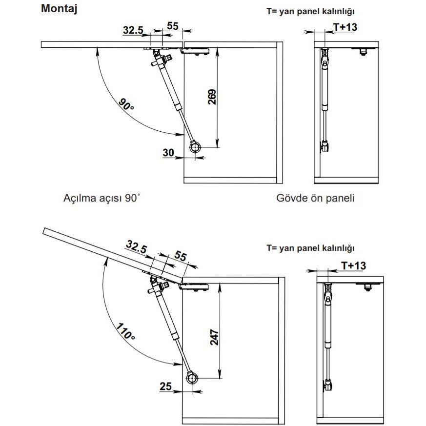Hafele Notus Plus Gazlı Piston Frenli 120N